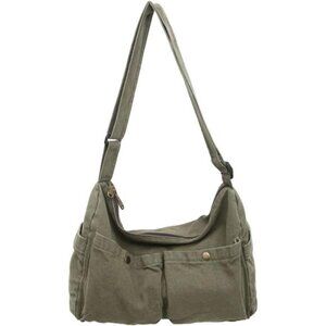 Canvas Bag Cute, Crossbody Bag with Multiple Pockets Green